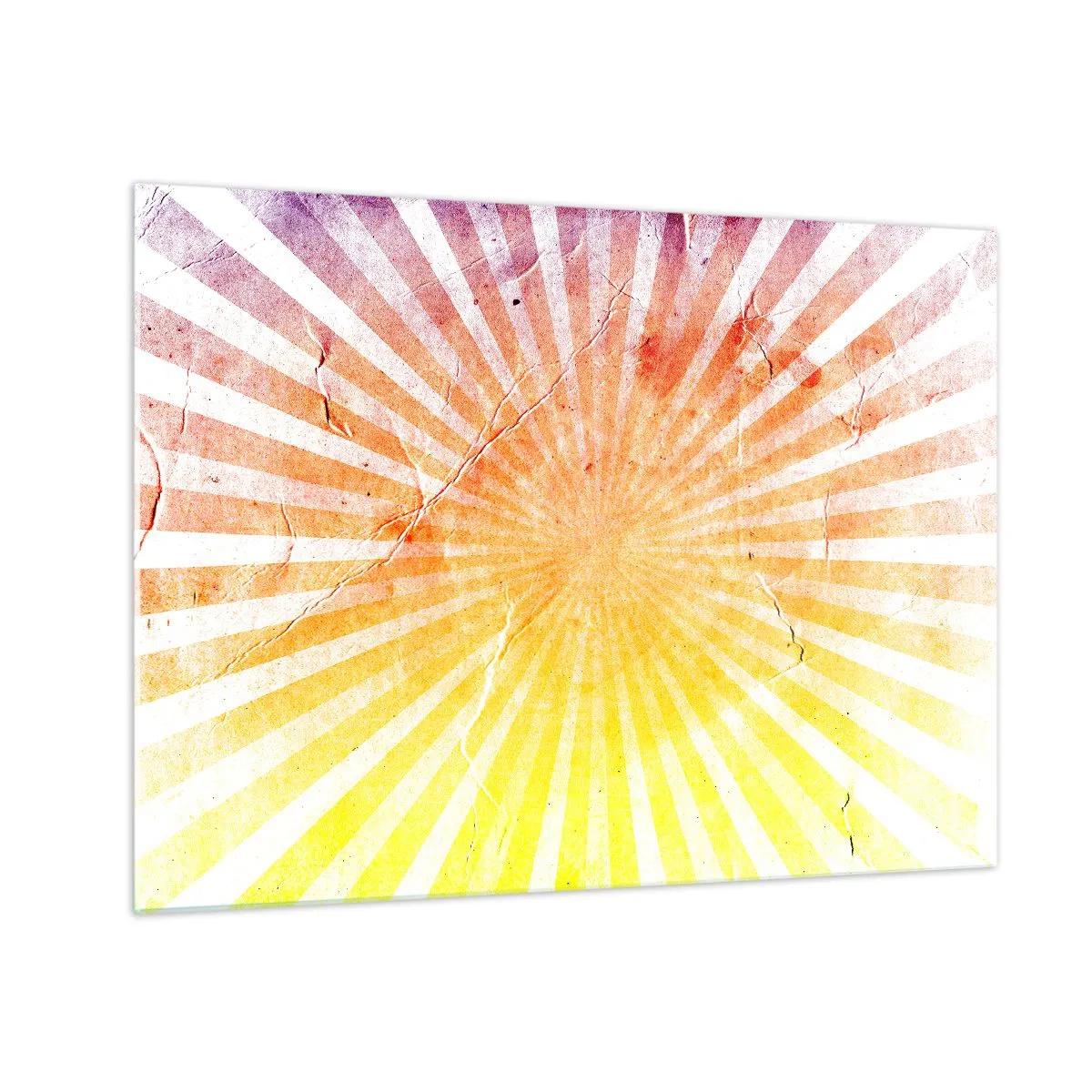 Cuadro sobre vidrio - Impresiones sobre Vidrio - Rayos del sol naciente o poniente en estilo retro - 70x50cm - Renacer del sol - Decoración de pared moderna para salón y dormitorio ARTTOR