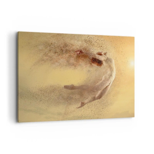 Cuadro sobre lienzo - Impresión de Imagen - Una figura en movimiento dinámico con efecto de desintegración. - 100x70cm - En una exaltación danzante - Decoración de pared moderna para salón y dormitorio ARTTOR