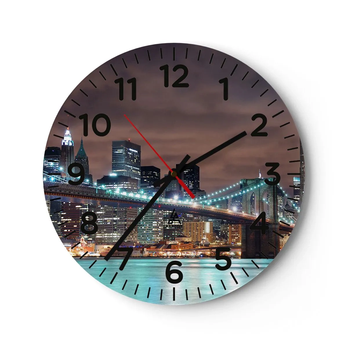 Reloj de pared - Reloj de vidrio - Las luces de la gran ciudad - 40x40 cm