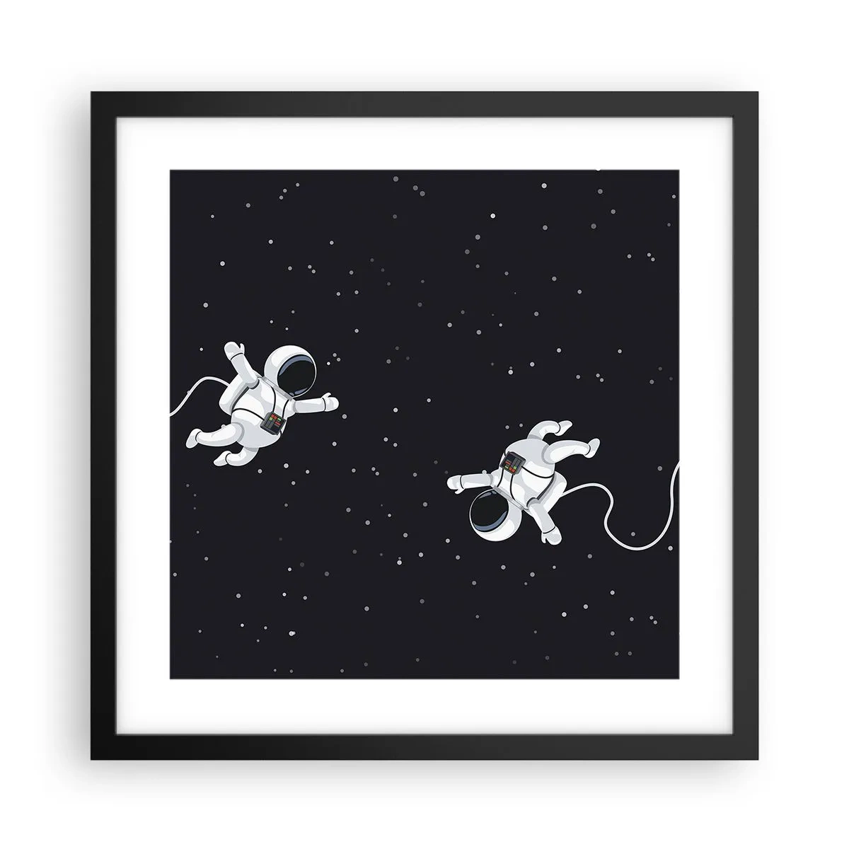 Póster en marco negro - Danza cósmica - 40x40 cm