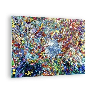 Cuadro sobre vidrio - Impresiones sobre Vidrio - Patrones abstractos coloridos que recuerdan a las vidrieras. - 70x50cm - Vidriera - Decoración de pared moderna para salón y dormitorio ARTTOR