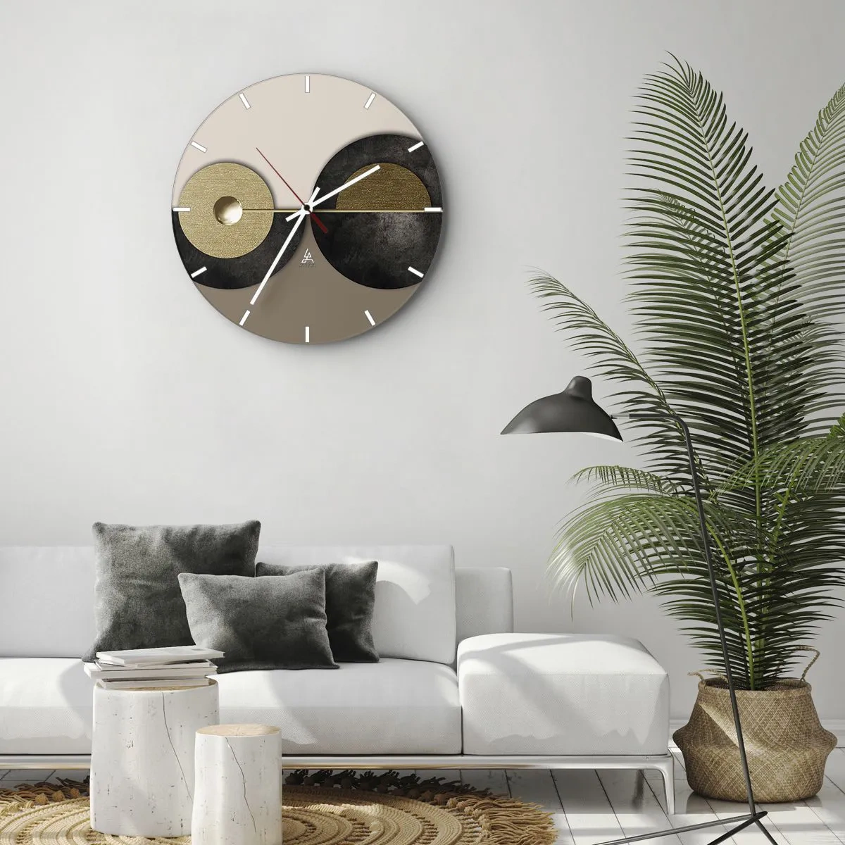 Reloj de pared - Reloj de vidrio - Una composición moderna con círculos geométricos. - 30x30cm - Variaciones en torno a un círculo - Decoración de pared moderna para salón, cocina y dormitorio ARTTOR