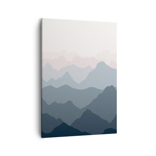 Cuadro sobre lienzo - Impresión de Imagen - Capas sutiles de montaña en tonos grises y azules. - 50x70cm - Cordilleras a la vista - Decoración de pared moderna para salón y dormitorio ARTTOR