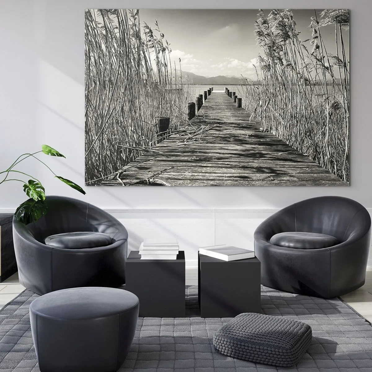 Cuadro sobre vidrio - Impresiones sobre Vidrio - En la quietud de los juncos - 70x50 cm