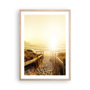 Póster en marco roble claro - A través de la duna, hacia el sol - 50x70 cm