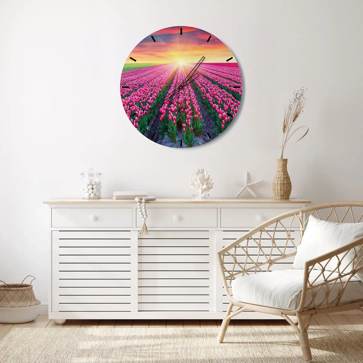 Reloj de pared - Reloj de vidrio - Granja de belleza - 30x30 cm