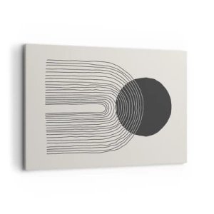 Cuadro sobre lienzo - Impresión de Imagen - Patrón abstracto con líneas y un círculo negro sobre un fondo claro - 100x70cm - Temblor y certeza - Decoración de pared moderna para salón y dormitorio ARTTOR