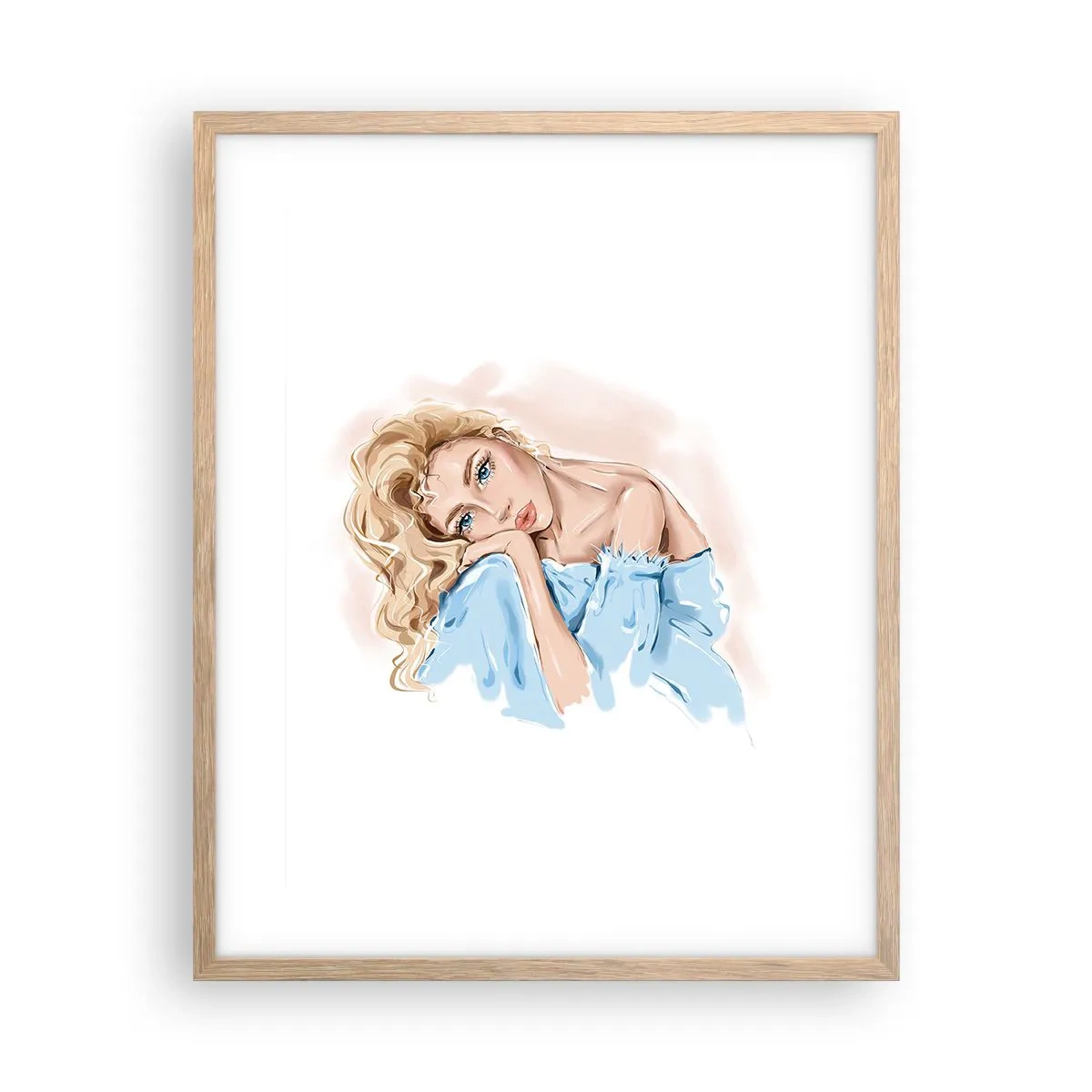Póster en marco roble claro - Soñar en azul - 40x50 cm
