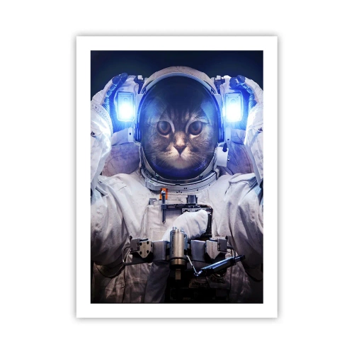 Póster - Gato astronauta con traje espacial completo - 50x70cm - Houston, tienes un problema. - Decoración de pared moderna para salón y dormitorio ARTTOR