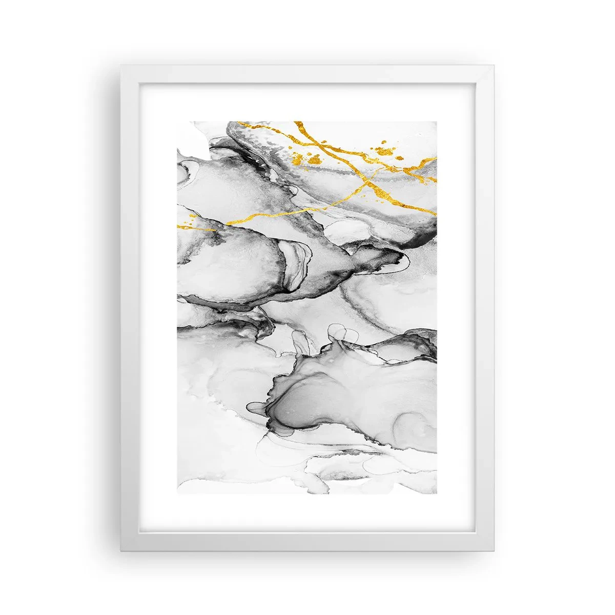 Póster en marco blanco - Composición con motivo de oro - 30x40 cm