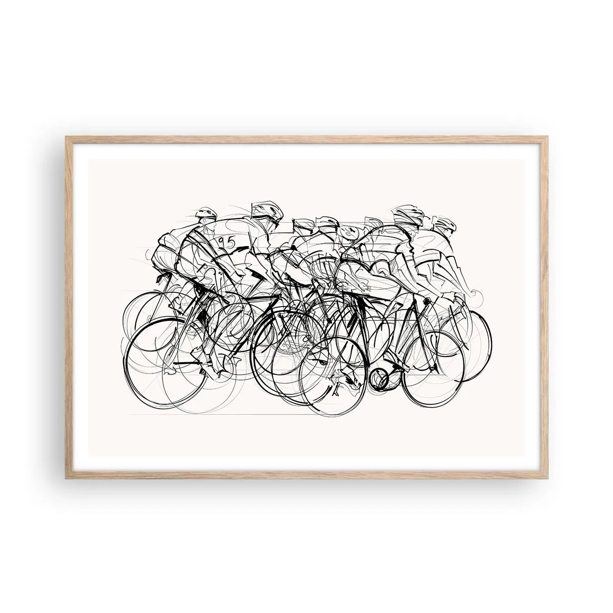 Póster en marco roble claro - Juntos como un equipo - 100x70 cm