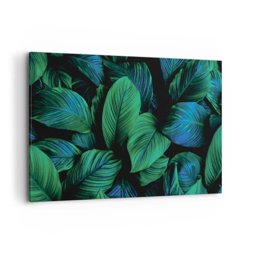 Cuadro sobre lienzo - Impresión de Imagen - Hojas verdes en estilo minimalista. - 120x80cm - En la multitud verde - Decoración de pared moderna para salón y dormitorio ARTTOR