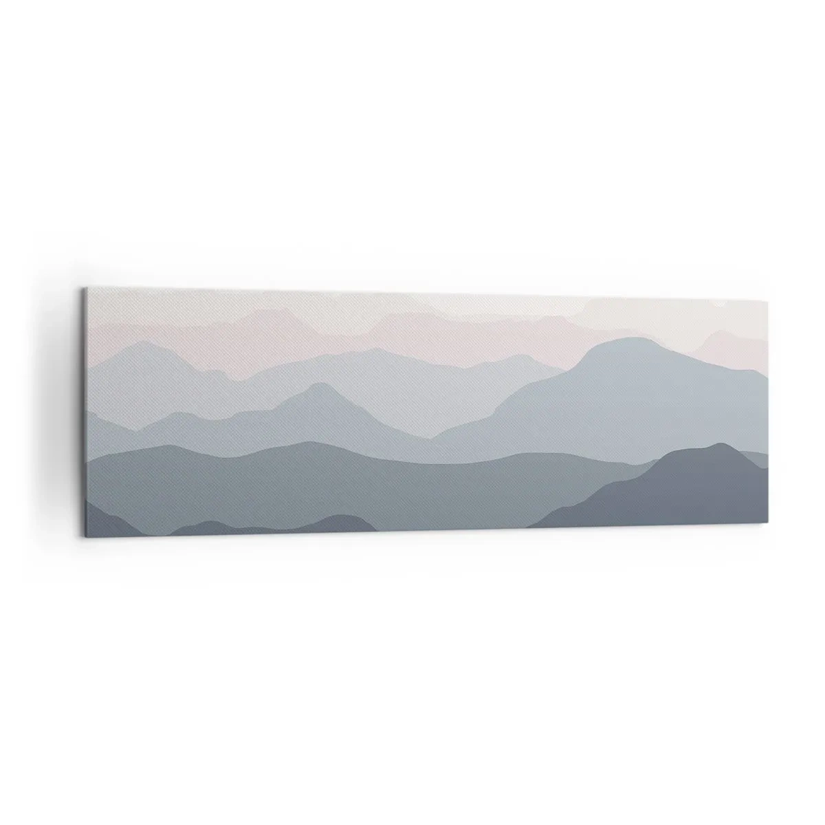 Cuadro sobre lienzo - Impresión de Imagen - Capas sutiles de montaña en tonos grises y azules. - 160x50cm - Cordilleras a la vista - Decoración de pared moderna para salón y dormitorio ARTTOR