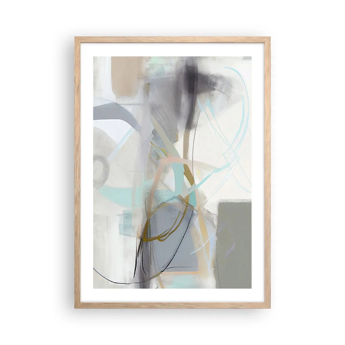 Póster en marco roble claro - Abstracción brumosa - 50x70 cm