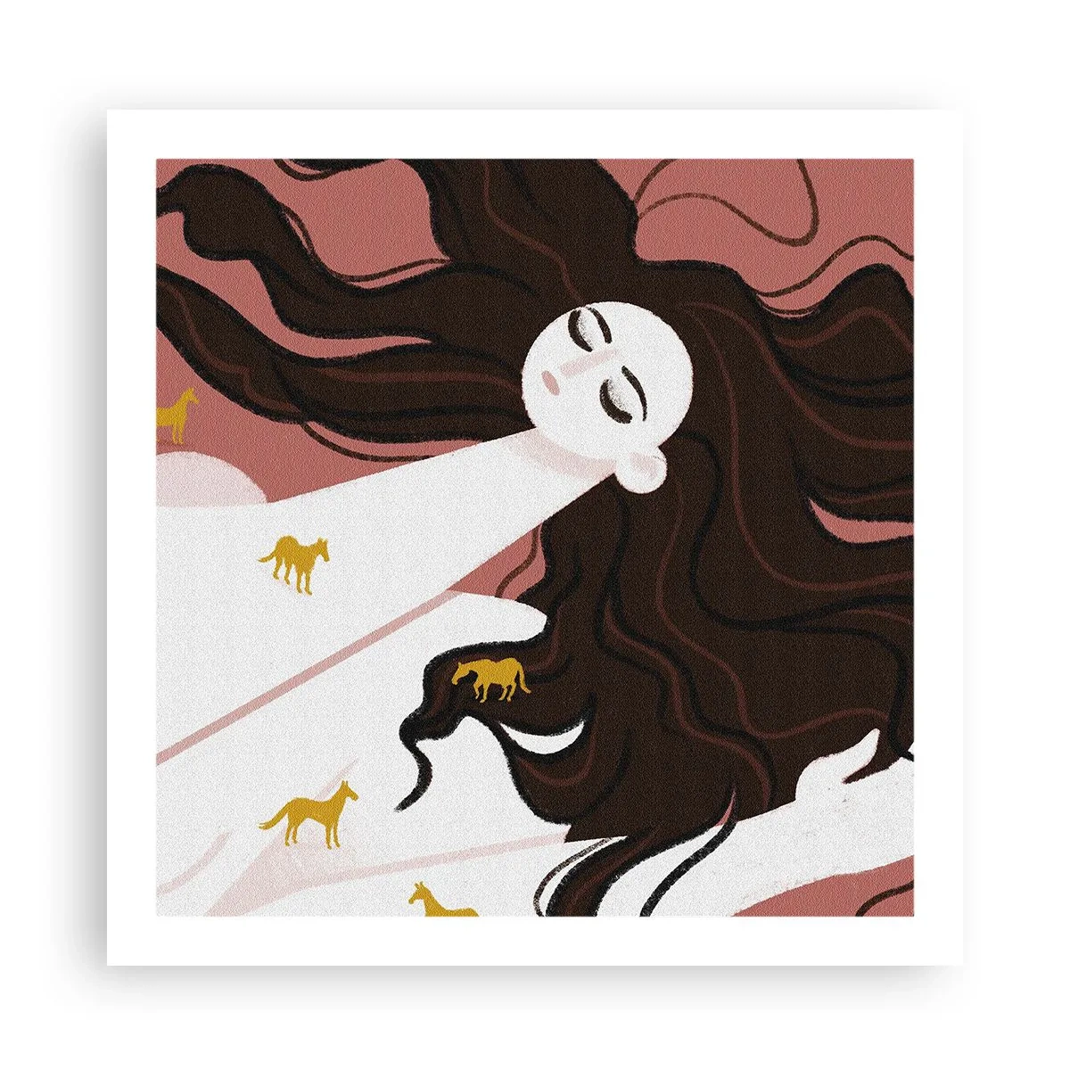 Póster - Sueño de caballos dorados - 60x60 cm