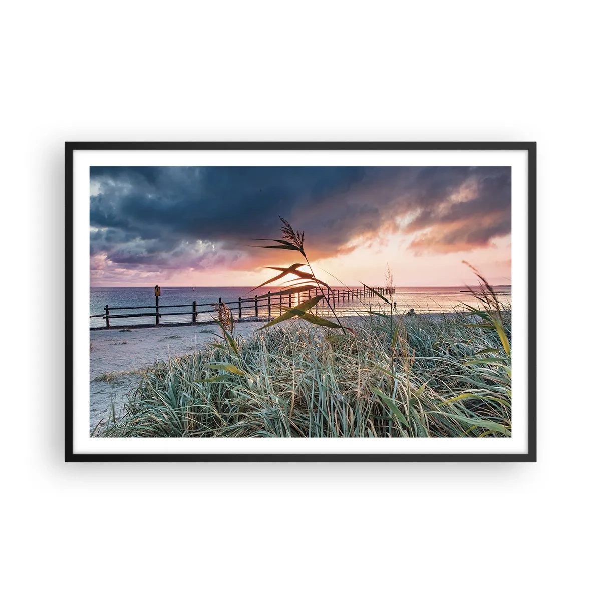 Póster en marco negro - Bailando con el viento - 91x61 cm