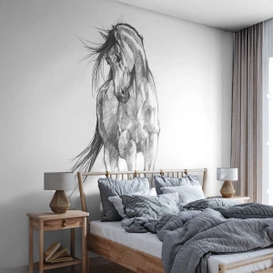 Fotomural Premium Sand - En un elegante trote - Caballo, Gráficos, animales - 250x175 cm