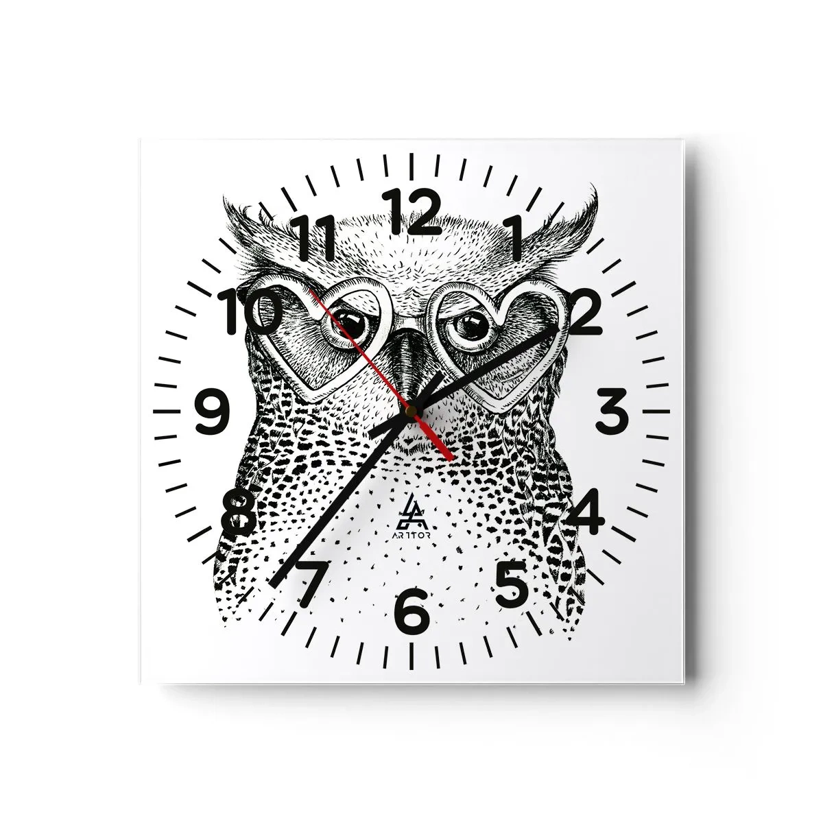 Reloj de pared - Reloj de vidrio - Con sabiduría y amor - 30x30 cm