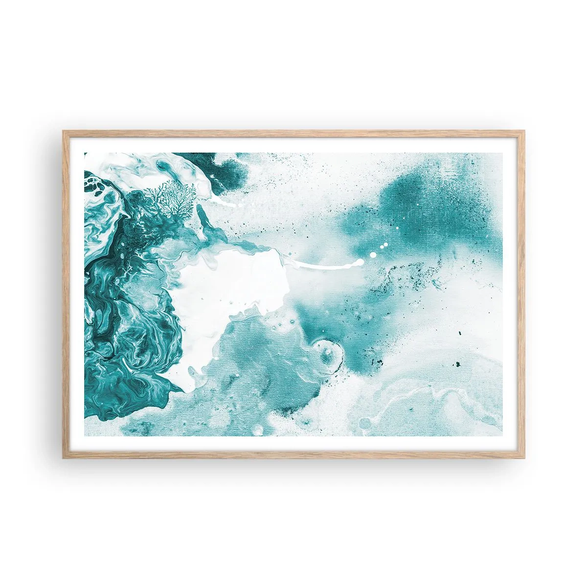 Póster en marco roble claro - Remansos de azul - 100x70 cm