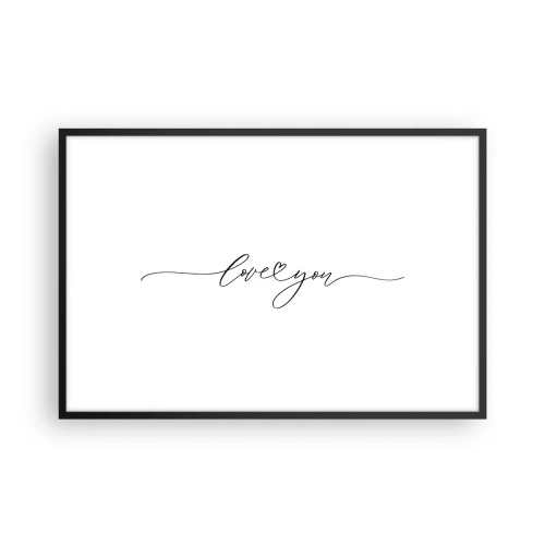 Póster en marco negro - Negro sobre blanco - 91x61 cm