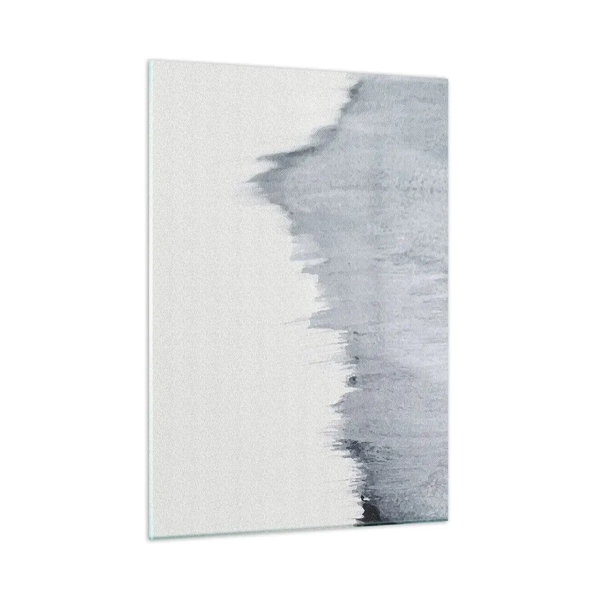 Cuadro sobre vidrio - Impresiones sobre Vidrio - Una composición abstracta en tonos de gris que recuerda a un disco sobre un fondo blanco. - 50x70cm - Una señal misteriosa - Decoración de pared moderna para salón y dormitorio ARTTOR