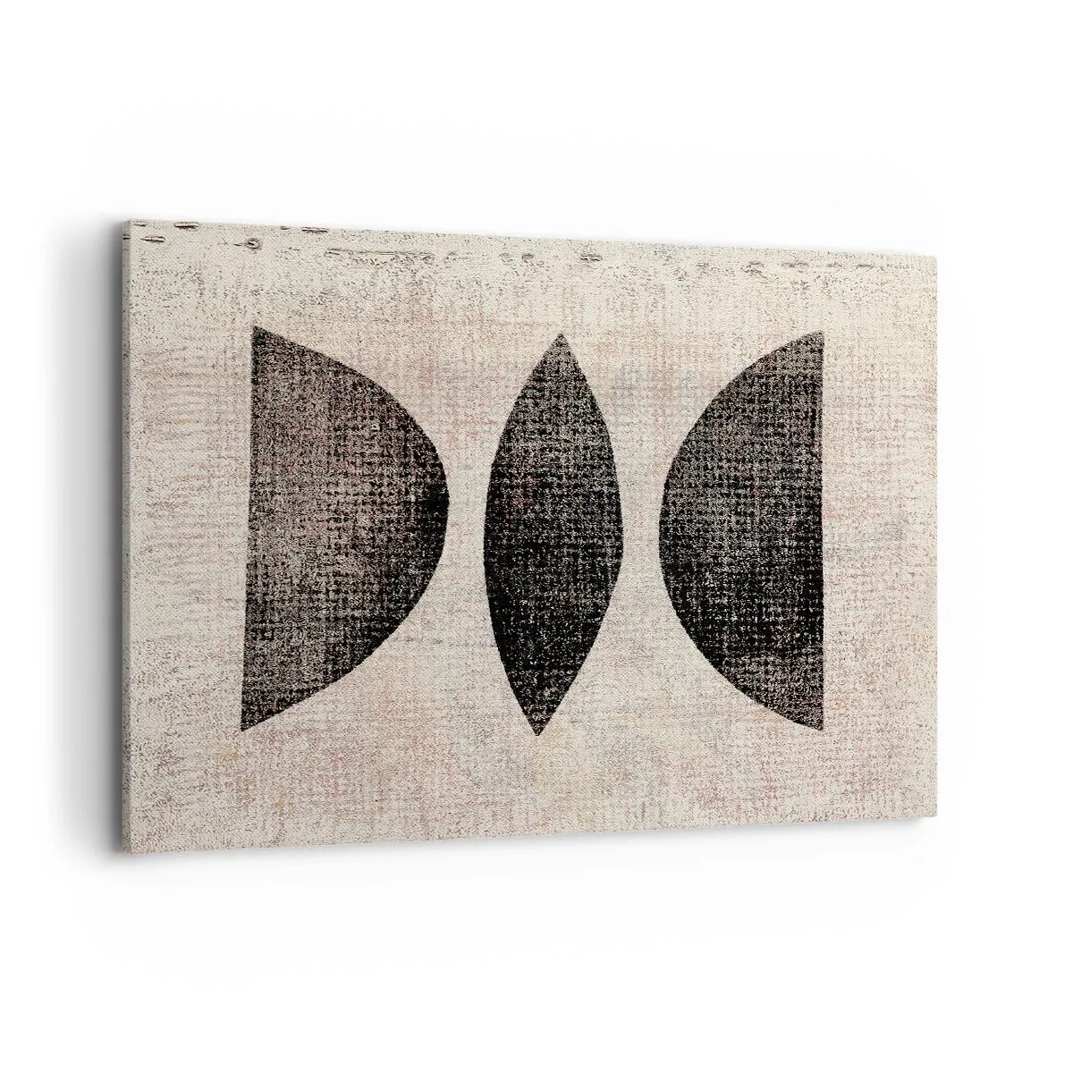 Cuadro sobre lienzo - Impresión de Imagen - Formas étnicas en tonos oscuros sobre un fondo claro. - 100x70cm - Abstracción étnica - Decoración de pared moderna para salón y dormitorio ARTTOR