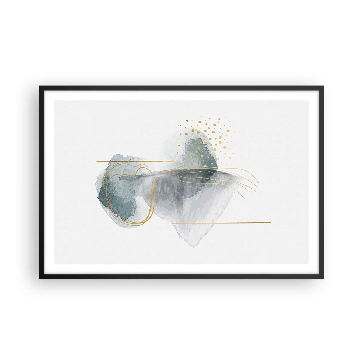 Póster en marco negro - Sobre la relación entre el gris y el oro - 91x61 cm