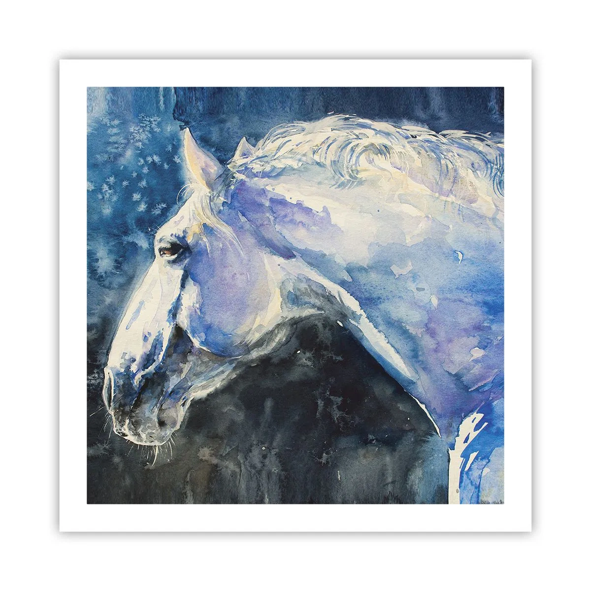 Póster - Retrato en un resplandor azul - 60x60 cm