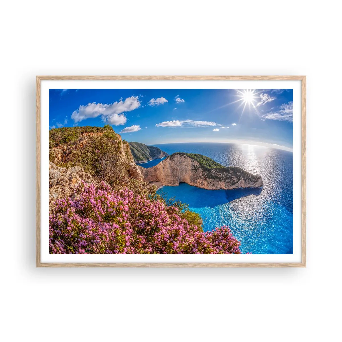 Póster en marco roble claro - Mis grandes vacaciones en Grecia - 100x70 cm