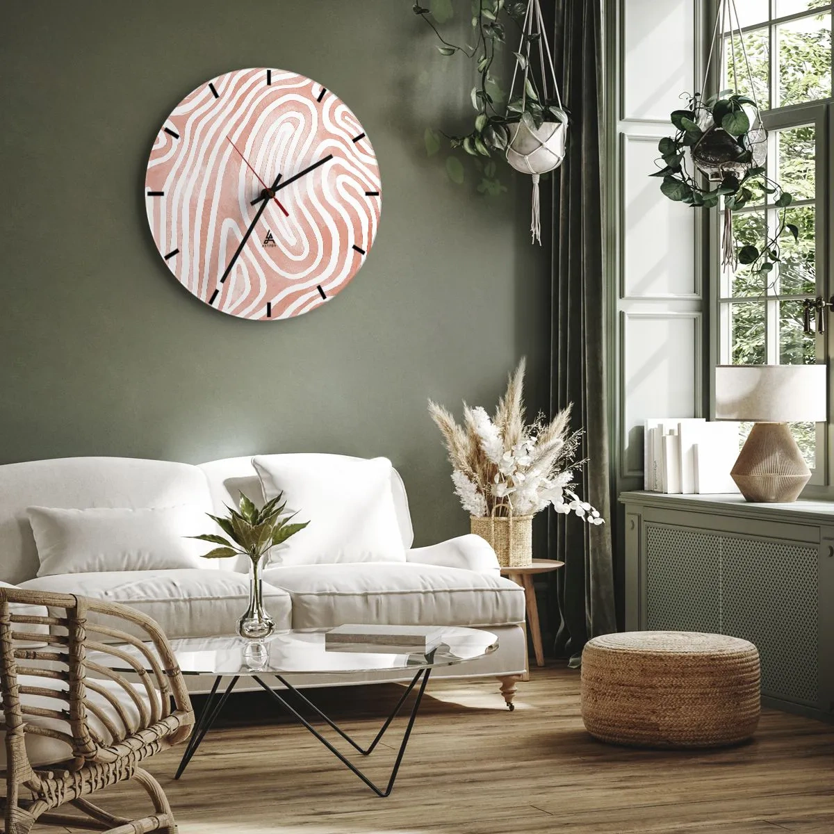 Reloj de pared - Reloj de vidrio - En un laberinto de coral - 30x30 cm