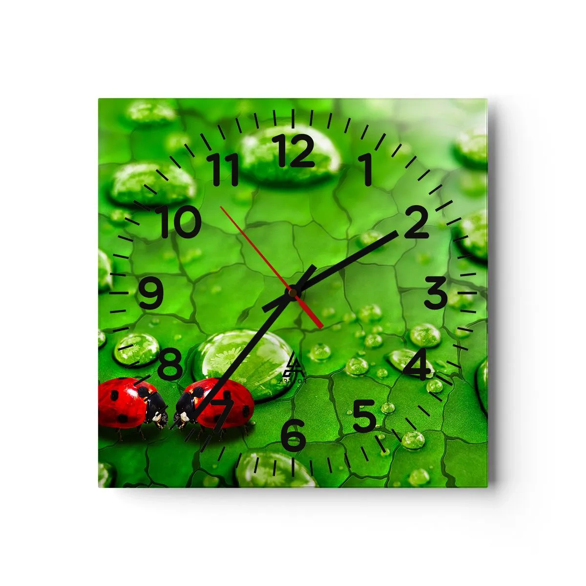 Reloj de pared - Reloj de vidrio - Reunión sobre verde - 30x30 cm