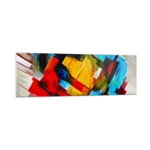 Cuadro sobre vidrio - Impresiones sobre Vidrio - Composición geométrica abstracta en colores vivos. - 160x50cm - Un popurrí multicolor - Decoración de pared moderna para salón y dormitorio ARTTOR