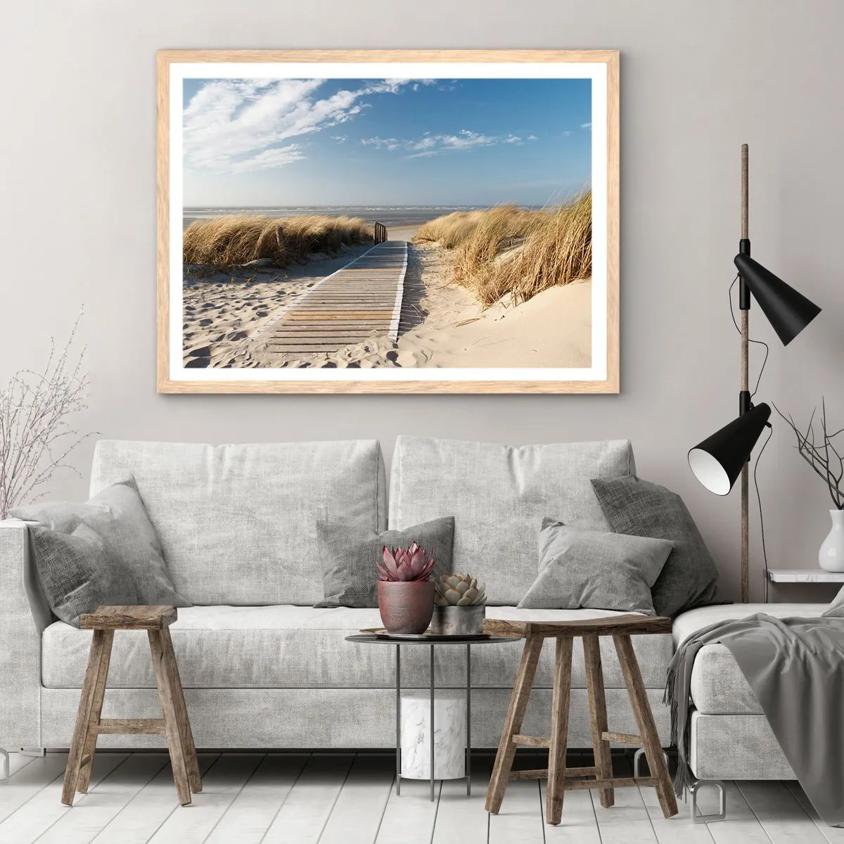 Póster en marco roble claro - Más allá de la duna, en el susurro de la naturaleza - 91x61 cm