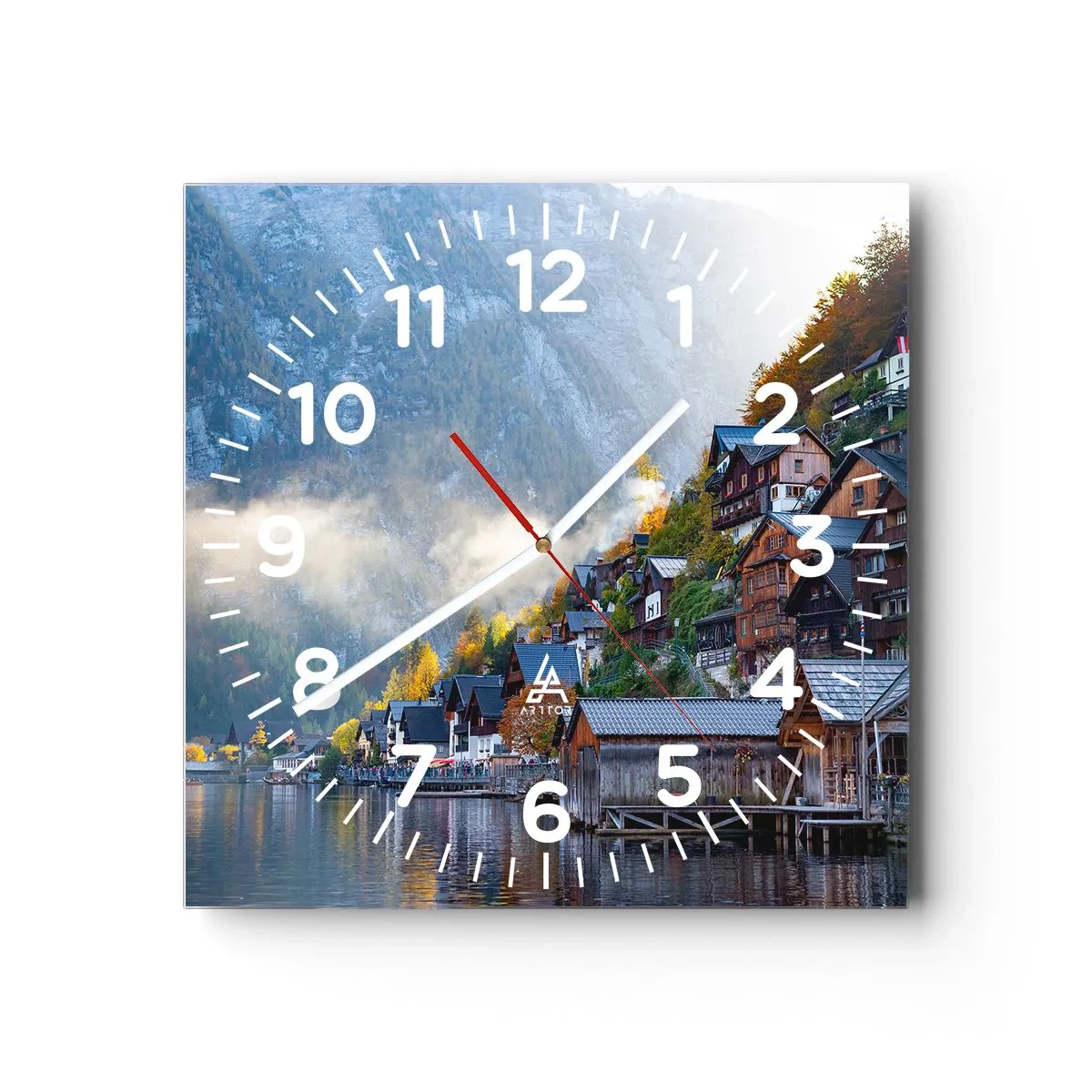 Reloj de pared - Reloj de vidrio - Ambiente alpino - 30x30 cm