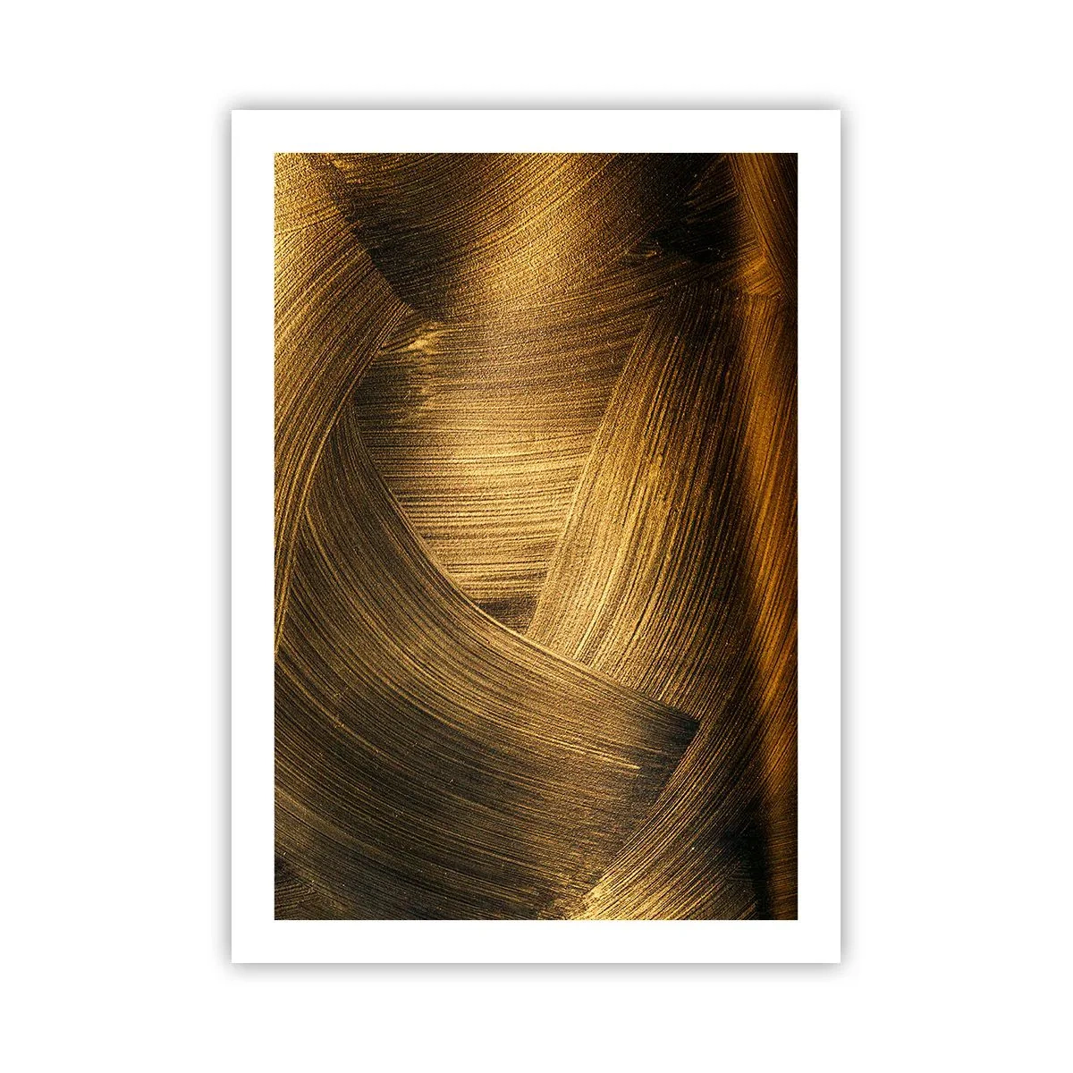 Póster - Pinceladas abstractas doradas sobre un fondo oscuro - 50x70cm - En un laberinto de oro - Decoración de pared moderna para salón y dormitorio ARTTOR