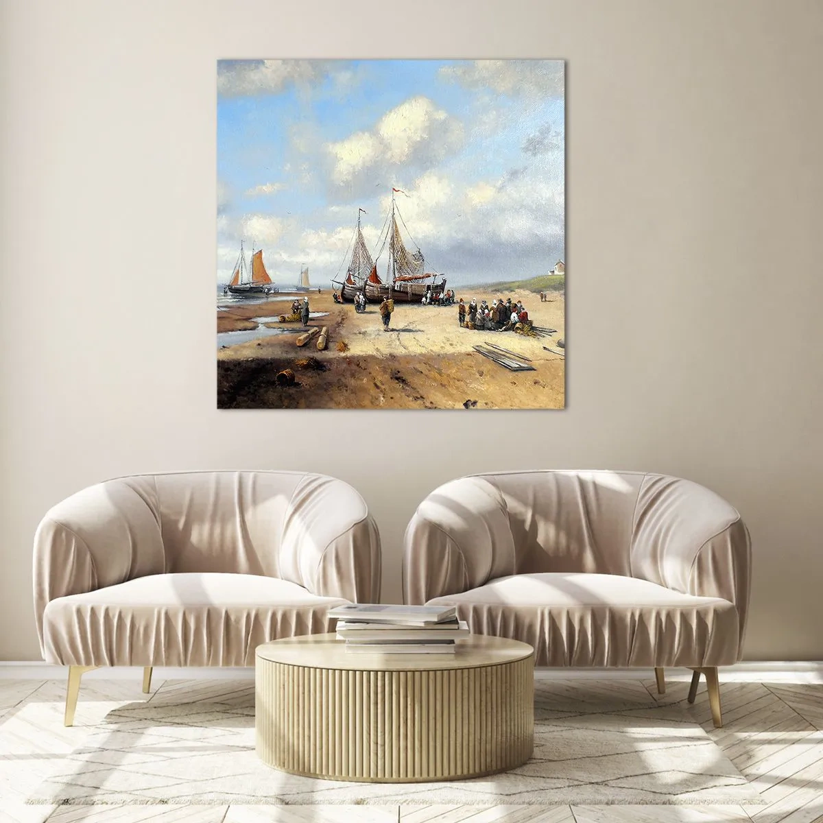 Cuadro sobre vidrio - Impresiones sobre Vidrio - Después de una pesca exitosa - 40x40 cm