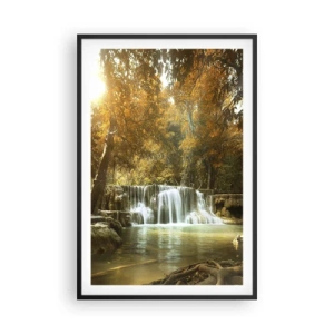 Póster en marco negro - Una cascada en el parque - 61x91 cm