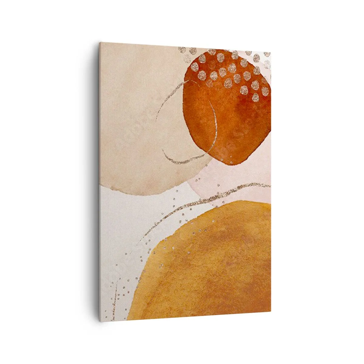 Cuadro sobre lienzo - Impresión de Imagen - Formas abstractas en tonos cálidos de marrón y dorado. - 70x100cm - Movimiento abstracto - Decoración de pared moderna para salón y dormitorio ARTTOR