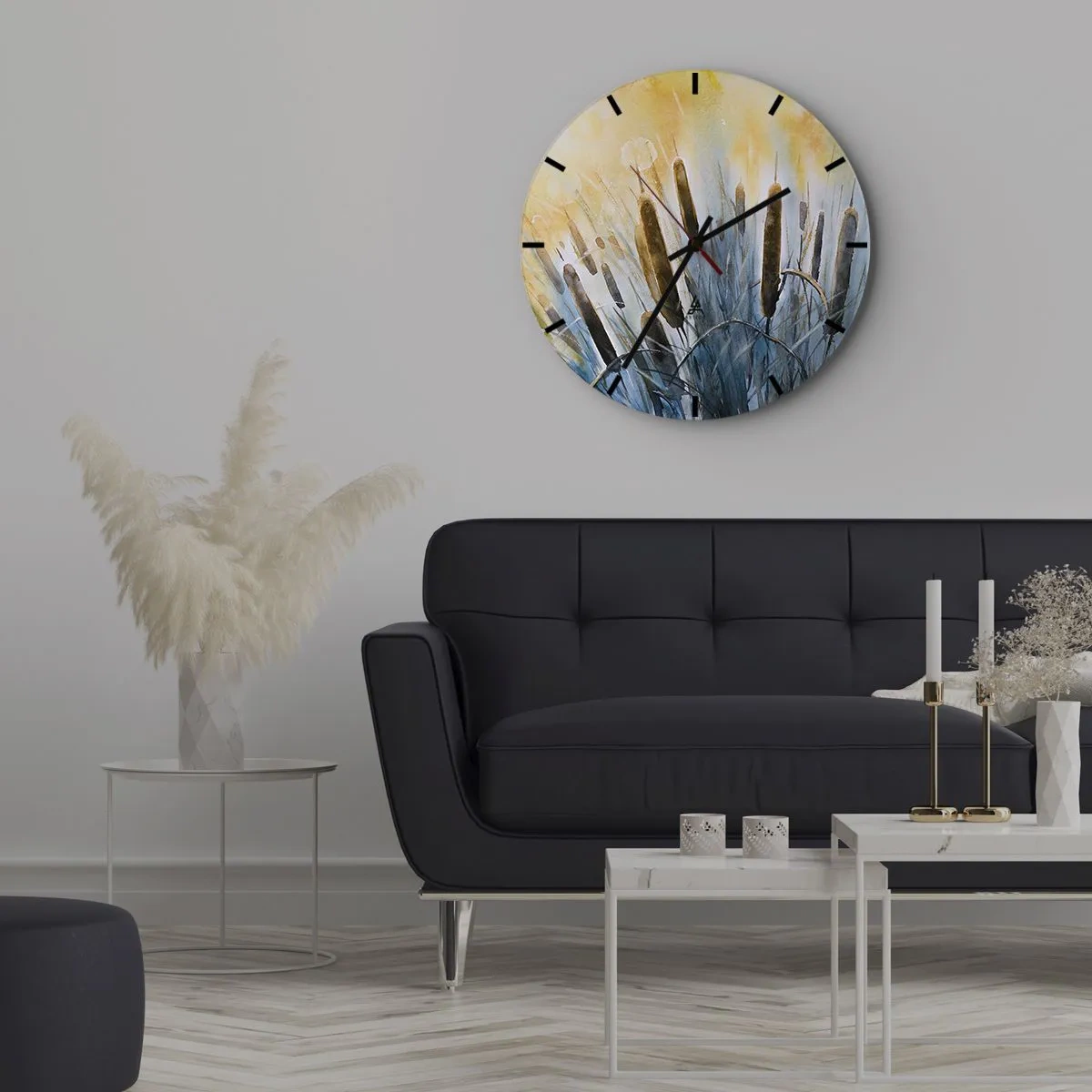 Reloj de pared - Reloj de vidrio - El frío del agua, el calor del sol - 30x30 cm