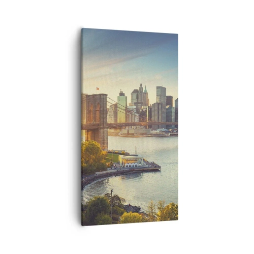 Cuadro sobre lienzo - Impresión de Imagen - El amanecer de la gran ciudad - 55x100 cm