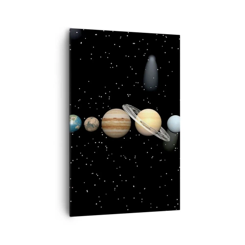Cuadro sobre lienzo - Impresión de Imagen - El sistema solar con planetas sobre un fondo de estrellas en el espacio. - 80x120cm - Los planetas en armonía - Decoración de pared moderna para salón y dormitorio ARTTOR