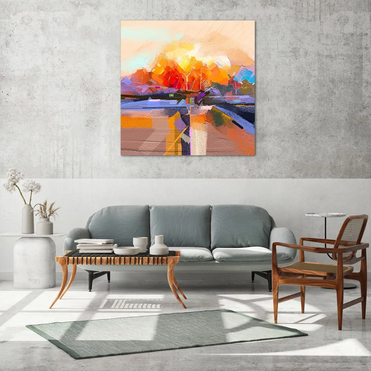 Cuadro sobre vidrio - Impresiones sobre Vidrio - Llegó el otoño - 50x50 cm