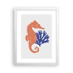 Póster en marco blanco - En una pradera submarina - 30x40 cm