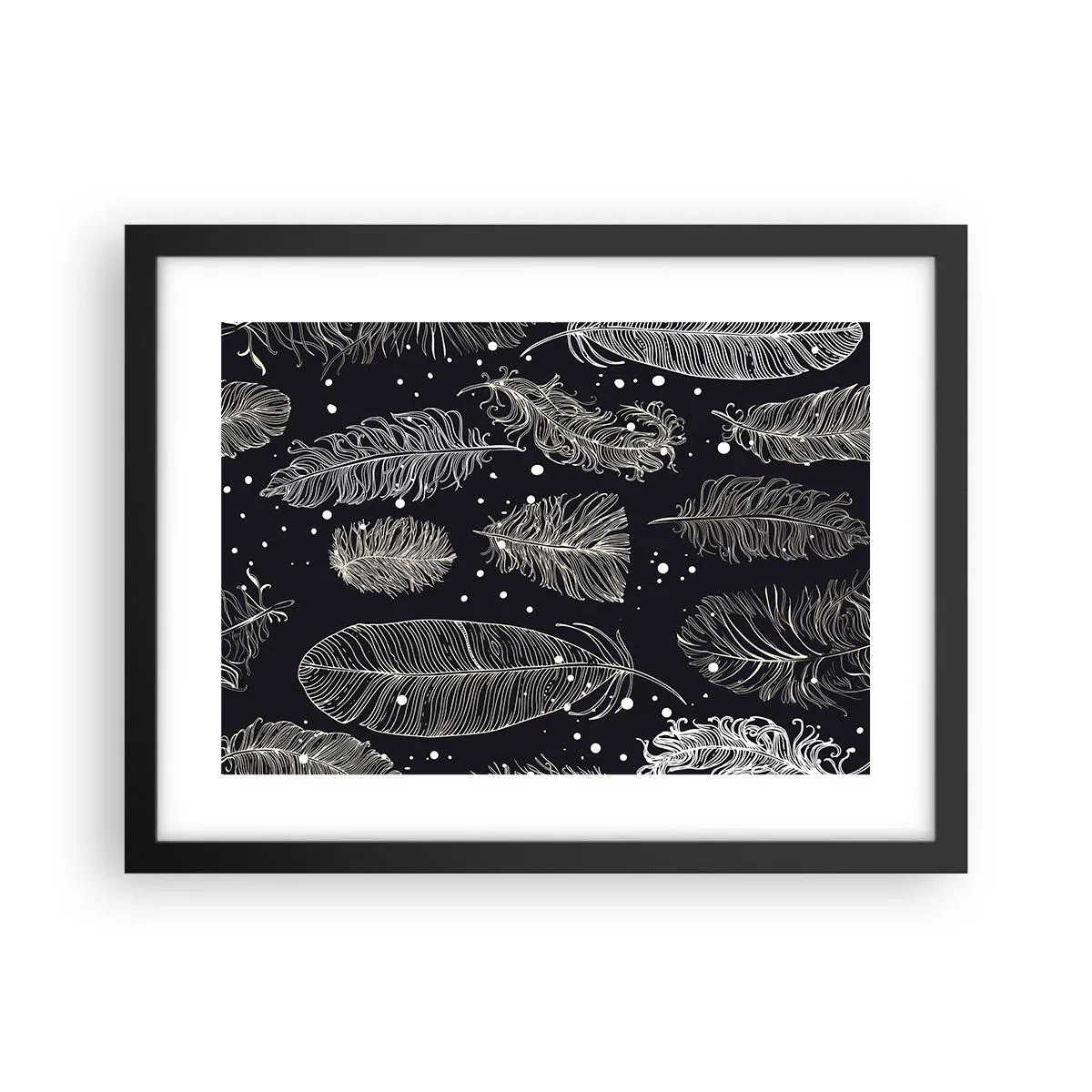Póster en marco negro - Encaje de plumas - 40x30 cm