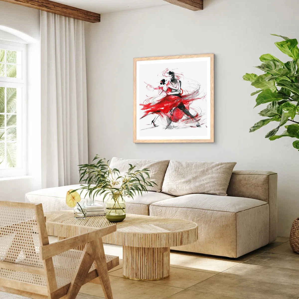 Póster en marco roble claro - El tango: el ritmo de la pasión - 40x40 cm