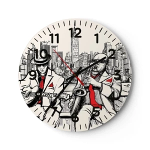 Reloj de pared - Reloj de vidrio - Improvisación en Nueva York - 30x30 cm