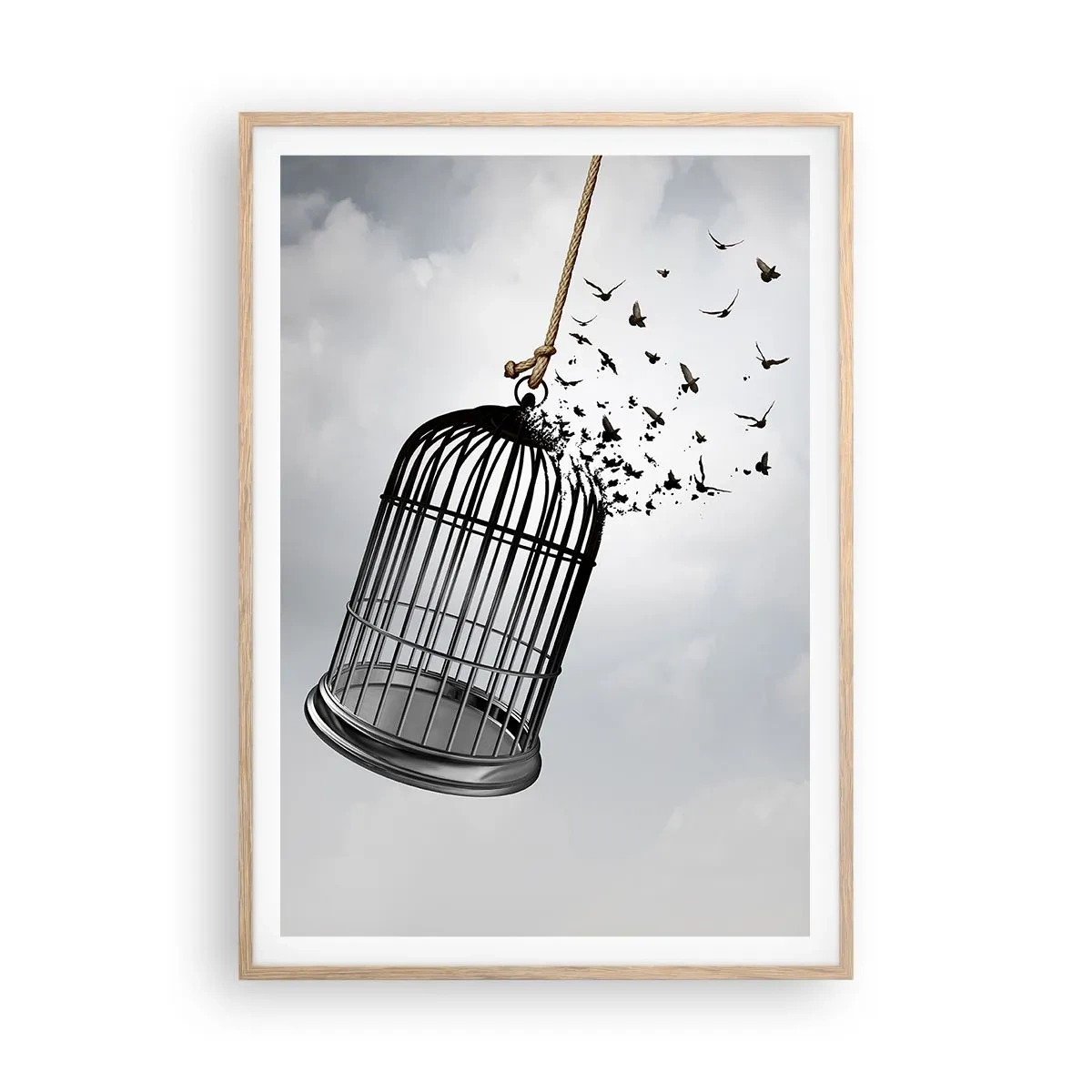 Póster en marco roble claro - Fe... Esperanza... ¡Libertad! - 70x100 cm