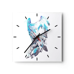Reloj de pared - Reloj de vidrio - Delicadas alas de ángel en tonos pastel. - 30x30cm - Necesito alas - Decoración de pared moderna para salón y dormitorio ARTTOR