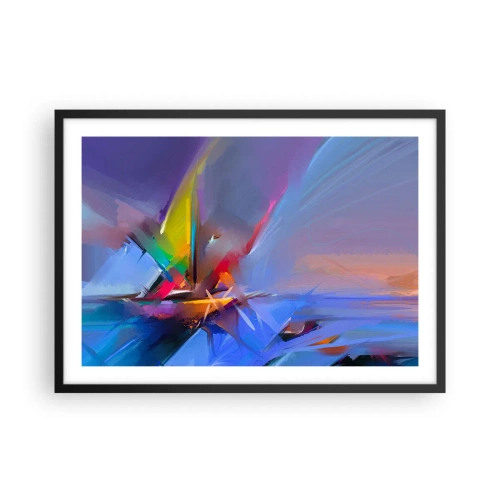 Póster en marco negro - Composición abstracta con colores intensos. - 70x50cm - Como un pájaro - Decoración de pared moderna para salón y dormitorio ARTTOR