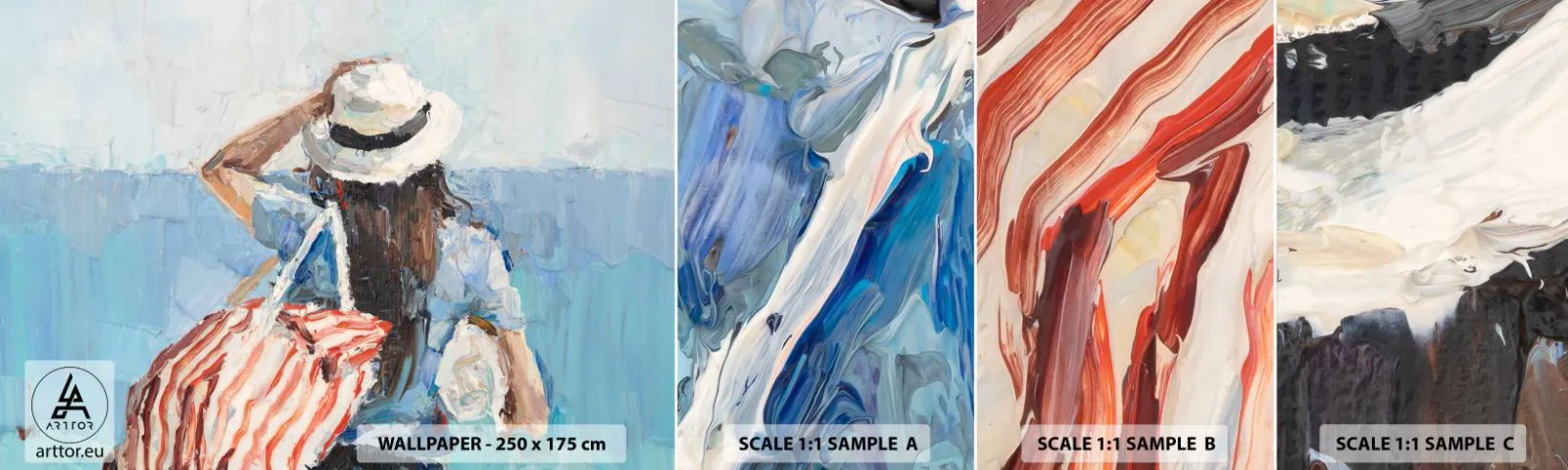 Muestra De Fotomural Standard Eco - Bienvenida a tus vacaciones - Playa, Mujer, Náutico - 100x30 cm